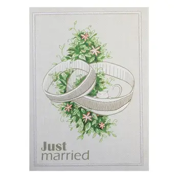 

Mwa03 greeting card with embroidery 'just marriage ', 12*17 cm. (envelope included)
