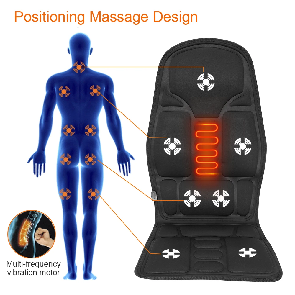 Electric Car Massage Chair Neck Back Massager Pad Heating Vibrating Body Massage Cusion Home Car