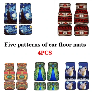 

Cool Wolf Design Car & Auto Floor Mats Women Men 4-Piece Full Set All Weather Universal Front & Rear Automotive Floor Mat Fit