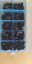 Unids/set M2 M2.5 M3 M4 hexagonal, separador de nailon de cabeza plana, negro/blanco, tornillos espaciadores de plástico, tuercas, 200