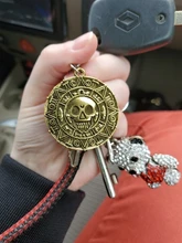 Colgante de plata de ley con moneda azteca de Piratas del Caribe, medallón Vintage de bronce dorado de Jack Sparrow, venta al por mayor