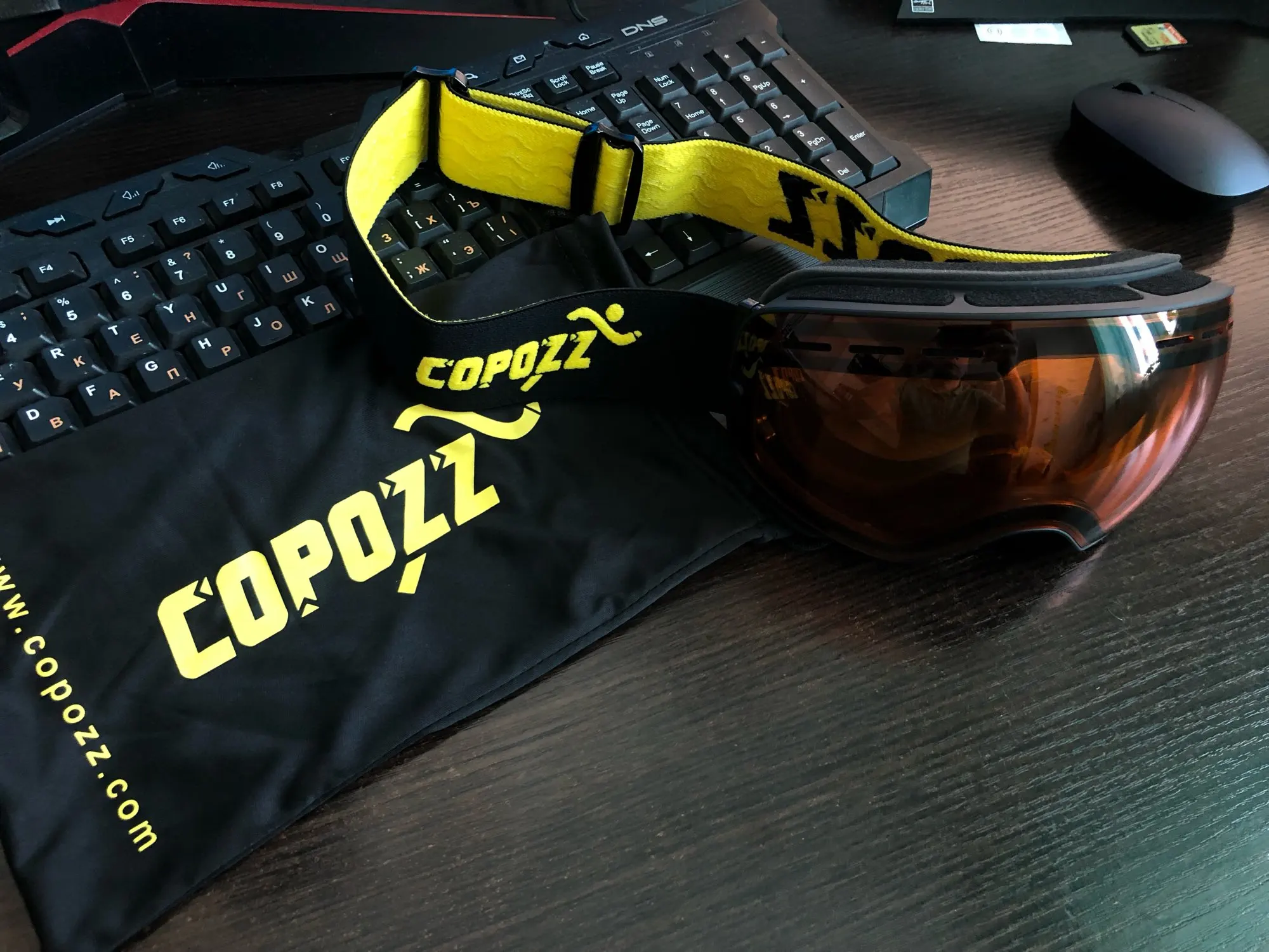 COPOZZ marque ski lunettes double couches UV400 anti-brouillard grand masque 