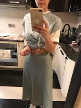 Marchitas de verano faldas mujer moda 2020 midi faldas Inglaterra Oficina satén alto cintura simple Falda larga elegante de las mujeres