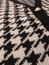 FSDA-suéter de manga larga con cuello de pico para mujer, cárdigan negro con botones y pata de gallo, de punto, holgado, de gran tamaño, informal, otoño e invierno, 2020