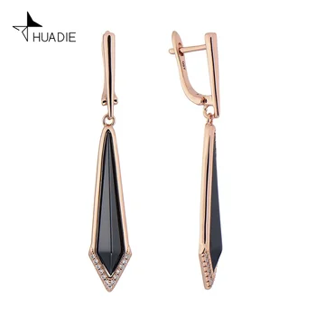 

HUADIE women's earrings from ceramic. Long drop unusual geometric earrings with pendants. White, black, pink ceramic. trend 2020