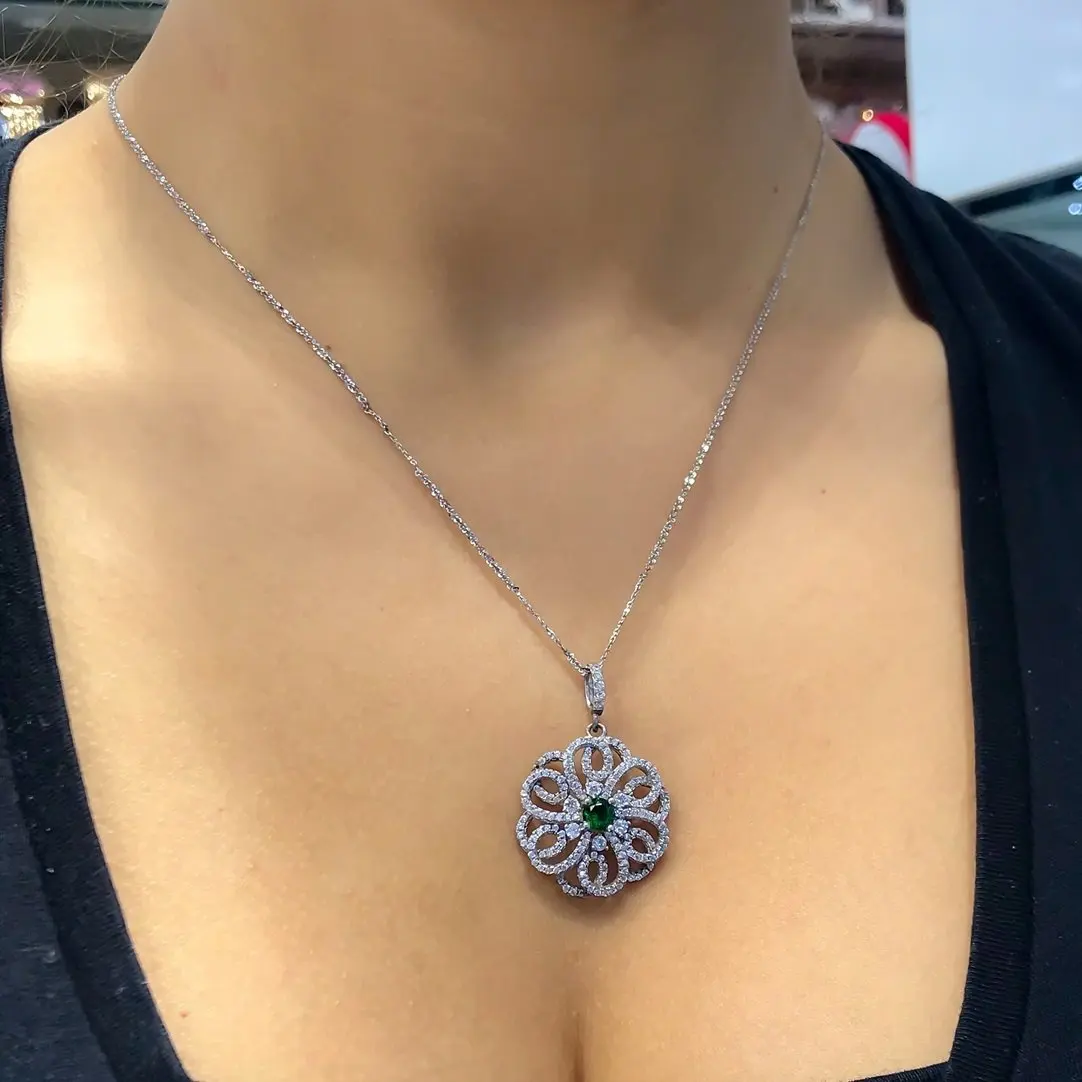 Специальный дизайн изумрудно-зеленое итальянское серебряное ожерелье |