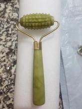 Rodillo de Jade para masaje Facial, masajeador verde de piedra Natural, levantamiento de cuello y cara, herramientas de cuidado de la piel, 2 uds.