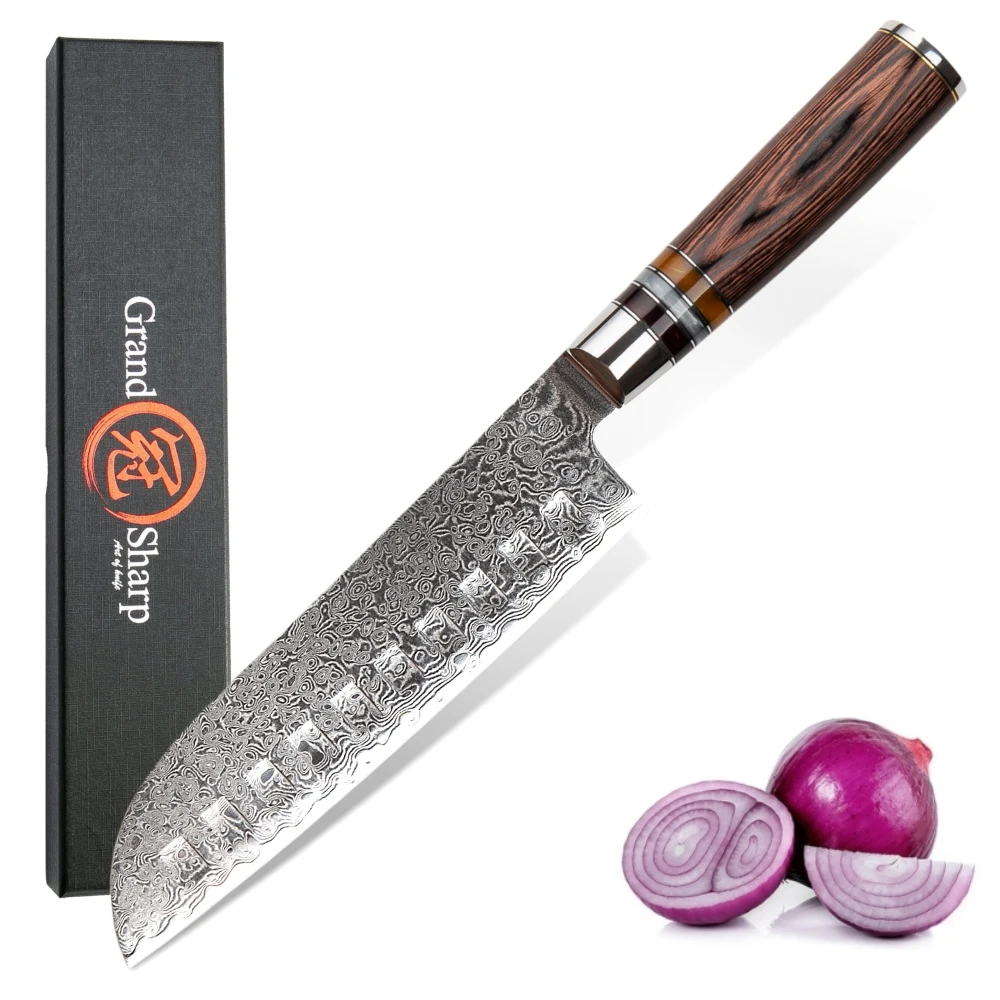 

Damascus Kitchen Knives Santoku 7 Inch vg10 Japanese Damascus Stainless steel 67 Layers Chef Cooking Tools sushi sashimi gadgets