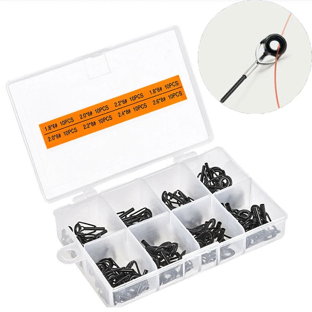 80 pcs Fishing Rod Guide Eye Rings with Box DIY Stainless Steel Frames  Ceramic TS Line