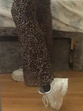 Sweetown marrón leopardo Y2K Joggers de cintura alta pantalones doble capa de red E chica estética Pantalones mujer pantalones de chándal