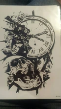 Temporary-Tattoo-Sticker Head-Clock Skull Fake Tatto Women Belly Waterproof for Girl