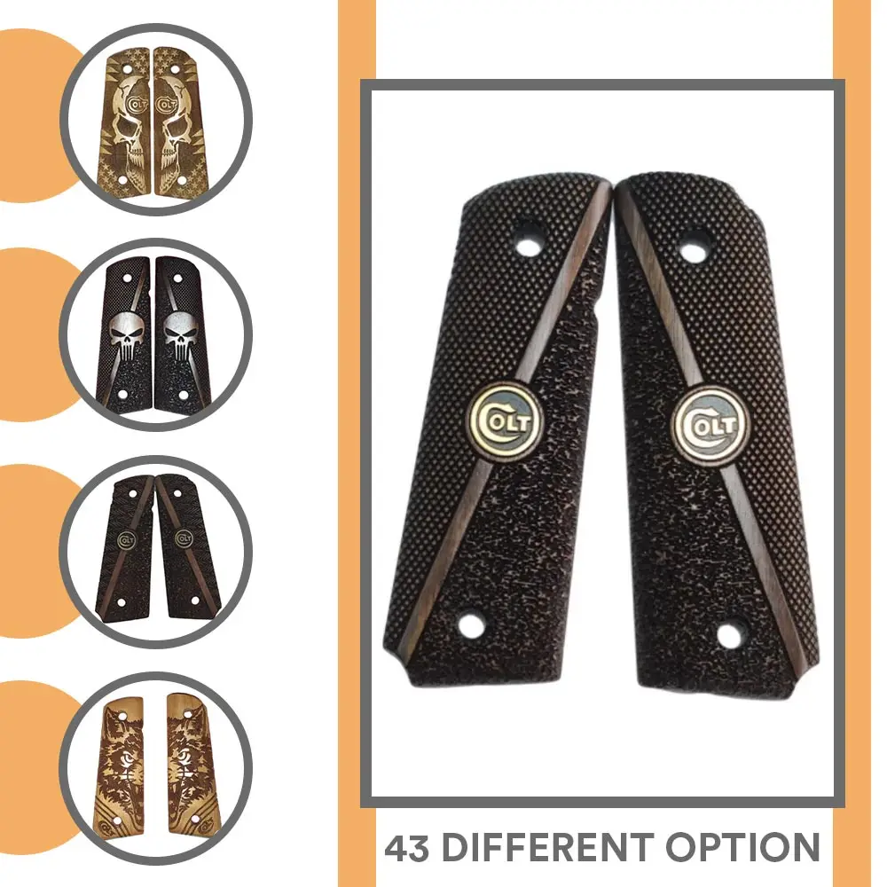 Grip And Case For Colt Edition 1911 Custom Laser Cut Wood Inlay Grips Gun Accessories Weapon Hunting Equipment Tactical Molle Pistol Brace Glock