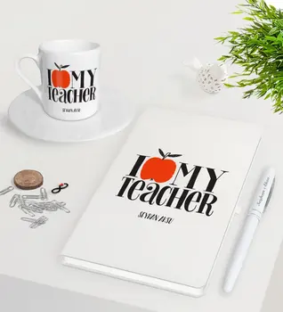 

Personalized Öğretmenimi White I Love Notebook Pen Turkish coffee Cup Seti-3