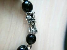 Pulsera de cuentas de obsidiana Feng Shui para mujer, brazalete de plata de Color Pixiu, encanto de unicornio, riqueza de la suerte, joyería a la moda, proverbios de palabra