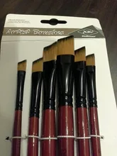 Pincel de pelo de Nylon para óleo redondo Filbert Ángel plano acrílico aprendizaje Diy acuarela pluma para artistas pintores principiantes, 6 unids/set