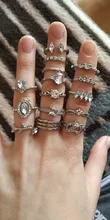 Docona 15 unids/set Vintage de Color plata anillos para las mujeres de cristal claro de piedra corazón hueco geométrico boda anillos de joyería 8946