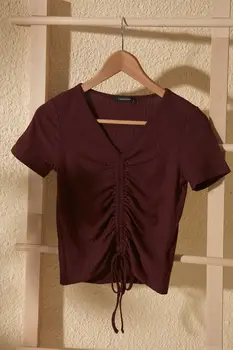 

Trendyol V Neckline Shirred Knitted Blouse TWOSS20BZ1689