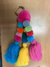 Llavero hecho a mano con cuentas bohemias, bolsa de mano con pompón, colgante, para regalo de Año Nuevo, 1 unidad
