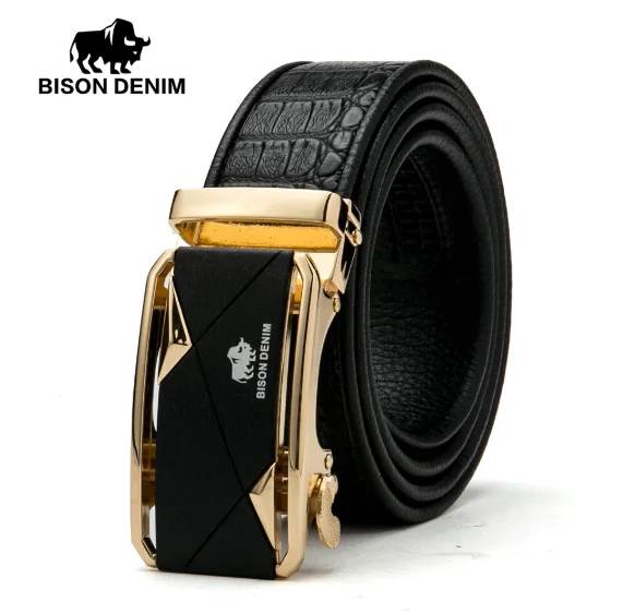 Мужской ремень из бычьей кожи с автоматической пряжкой Bison Denim N71330