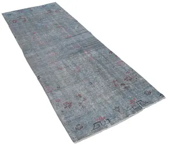 

93x247 Cm Blue Handmade Overdyed Runner Rug-3x8 Ft