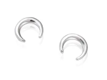 

Silver earrings with moon shape inverted pequena in brightness