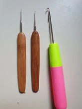 Agujas de ganchillo para cabello trenzado Jumbo y trenzas de ganchillo, 1 unidad, 15Cm, Color rosa y limón, de plástico para tejer