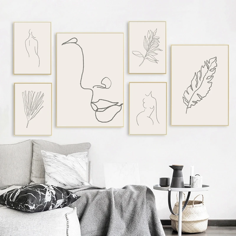 Female Abstract Purple Prints Wall Decoration