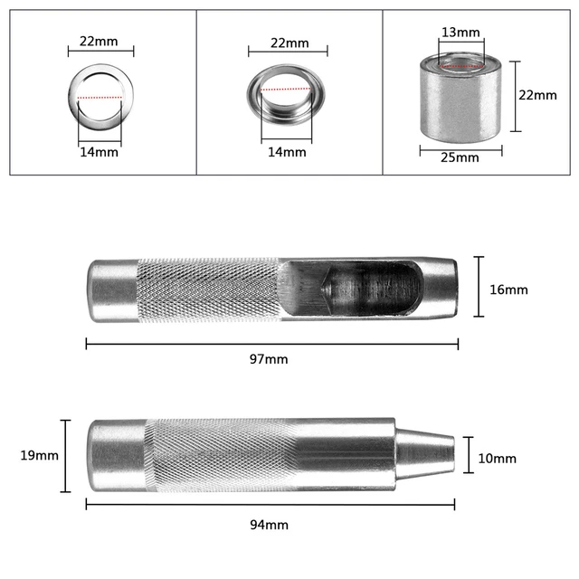 50pcs Grommet Tool Kit 3/4 Copper Grommets Eyelets with 3pcs Install Tool