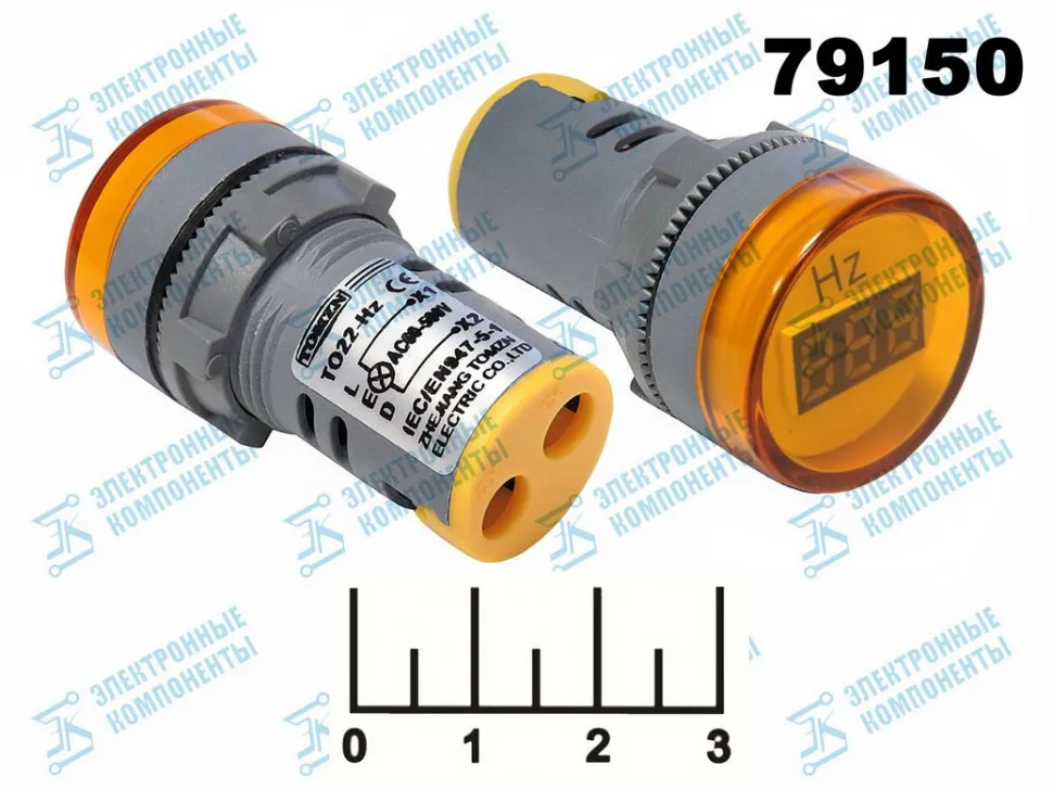 Frequency meter 0-100гц ac to22-hz yellow 22мм (28мм) |