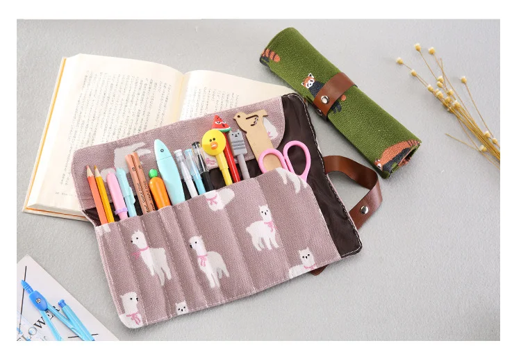 Pink alpaca Функциональный косметический чехол для кистей для макияжа, сумка для путешествий, органайзер для кистей для макияжа, защита для гроба, инструменты для макияжа, чехол для рулонов - Цвет: Pink alpaca