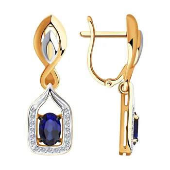 

Sokolov drop earrings with stones in gold with diamonds and, fashion jewelry, 585, women's male, long earrings