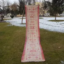 Винтажный ручной работы Дачный декор длинная кухня келим 2'8'' X 12'3''