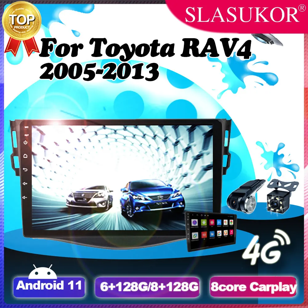 

9 Inch Navigation GPS Android 11 Car Radio Player For Toyota RAV4 RAV 4 2005- 2013 Cable Carplay Multimedia Video WIFI 1080P IPS