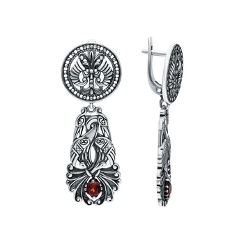 

Silver earrings with Garnet sunlight sample 925 test