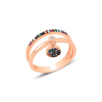 

Silver 925 Sterling Mixed Zircon Cubic Zirconia Dangle Ring