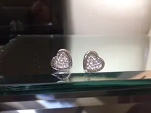 JoiasHome corazón aretes en forma para las mujeres joyería de plata 925 de moda mujer Color oro rosa pendientes de boda regalo