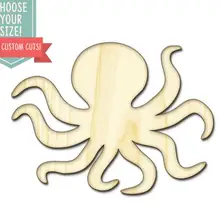 1 Осьминог контур вырезанный по дереву-на заказ Выберите свой размер-лазерная резка Деревянные Художественные товары для рукоделия Настенный декор свадебный DCS0458