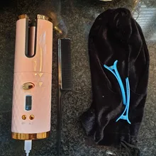 Rizador de pelo inalámbrico y giratorio automático, recargable por USB rizador de pelo, pantalla LED, herramienta de estilismo ajustable con temperatura