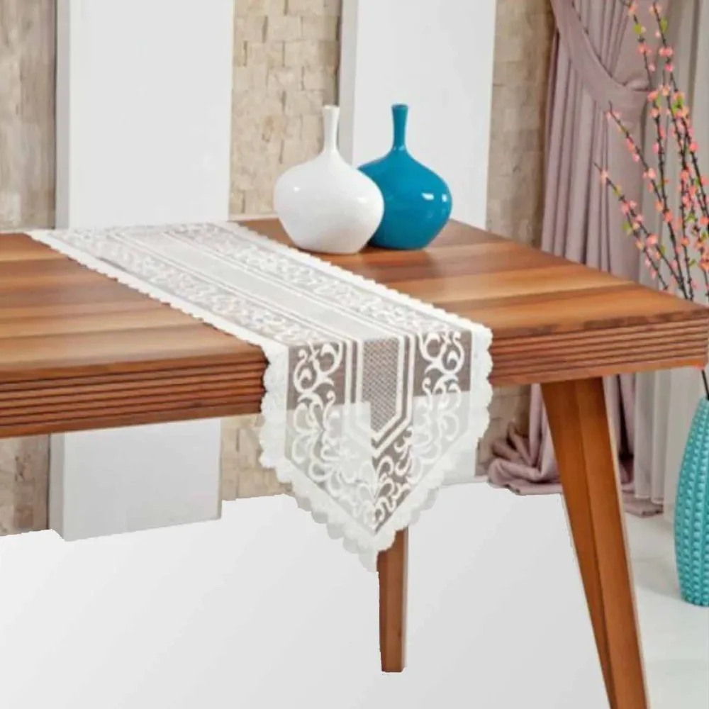 Белый кремовый Embrodery Тюль прямоугольная крышка стола для столовой небольшой кухонный стол бегун для свадьбы День рождения, детский душ