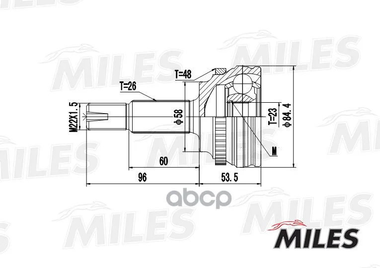 Шрус Toyota Corolla Vii E100 1.3 92-97 Нар. Abs Miles Ga20473 Miles арт. GA20473