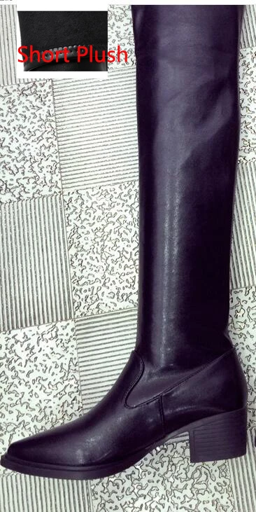 Flock-Slip-On Aneikeh/осенне-зимние женские сапоги выше колена; эластичные сапоги до бедра; облегающие высокие рыцарские зимние сапоги из искусственной кожи; женская обувь - Цвет: Flock-Slip-On