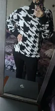 White Sweater Turtleneck Long Pullover Simplee Knitted Houndstooth Black Women Warm Fashion