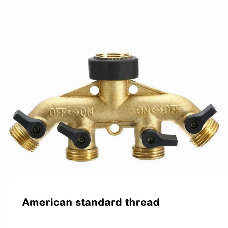 4 Way Brass Splitter Garden Hose Splitter Connector American