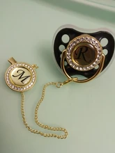 Letras iniciales de nombre de silicona para niños recién nacidos, chupete de ortodoncia, tetina, Sostenedor para chupete de bebé