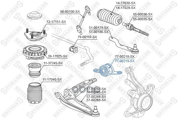 77-00219-Sx_сайлентблок Задний Переднего Правого Рычага!Honda Civic Fk 06-12 Stellox 7700219sx Stellox арт. 7700219SX