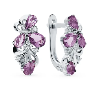 

Silver earrings with crystals and cubic zirconia sunlight sample 925 test