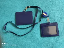 De calidad de lujo, 618 de cuero de la PU de doble tarjeta de conjuntos de manga funda de credencial de identificación claro banco tarjeta de crédito titular de la placa de estudiante de la escuela de oficina