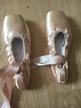 Zapatillas de ballet de satén con cintas para niña y mujer, calzado de ballet profesional con puntera