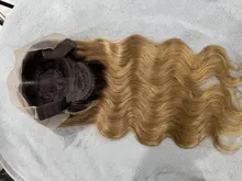 Ali Lee rubio miel peluca Ombre peluca 1B/27 Frente de encaje pelucas de cabello humano de la onda del cuerpo peruano Pre arrancado transparente Frontal de encaje pelucas