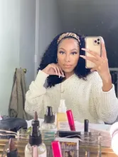 Younsolo-pelucas de cabello humano brasileño Remy para mujeres negras, diadema con ondas, sin pegamento, peluca y bufanda, 8-28 pulgadas